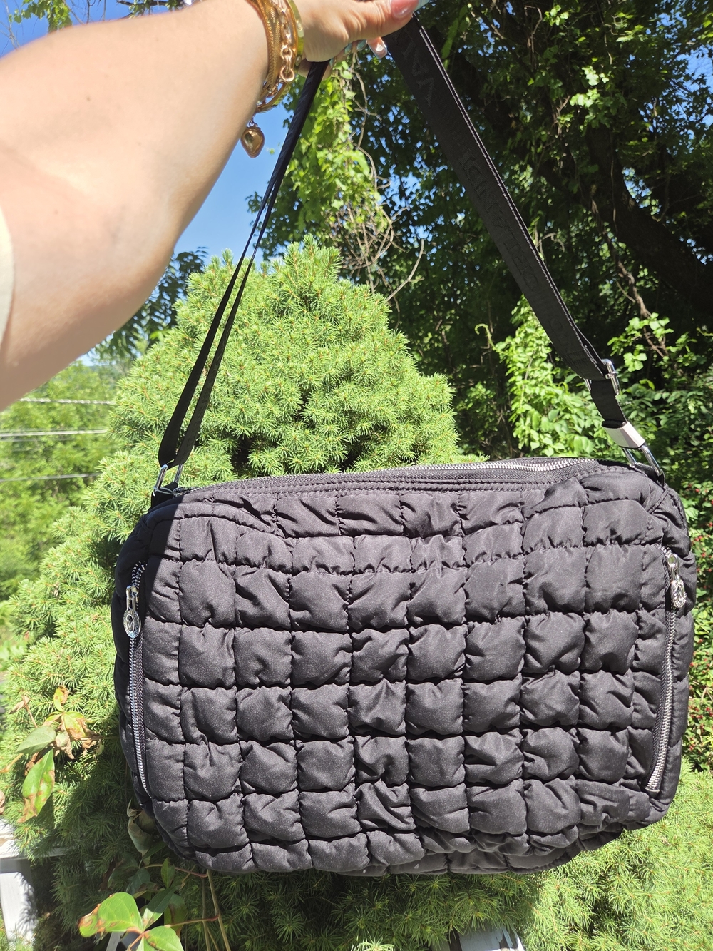 Valentino Orlandi Black Quilted Nylon Crossbody Messenger Bag Adjustable